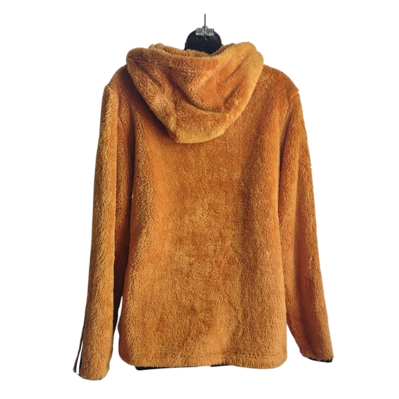 Lucky Brand Womens Hooded Fleece Sherpa Pullover Stripes Sweatshirt Size Medium - Picture 2 of 5